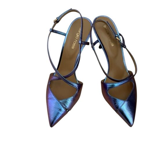 Sergio Rossi Lavender Metallic Slingback Heels, Like NEW - Picture 7 of 8